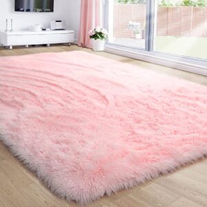 pink area rug for girls bedroom,fluffy shag 4'x6' living room,furry carpet kids room,shaggy throw nursery room,fuzzy plush dorm,pink carpet,cute room decor baby