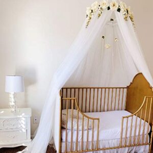 bed canopy for girls, princess bed canopy mosquito net with detachable rose flower - perfect for bed, dressing room, out door events,woodland nursery decor