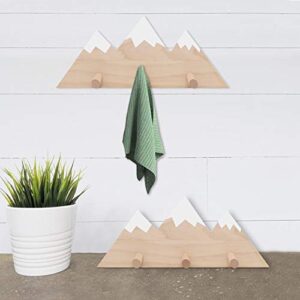 Huray Rayho Mountain Peak Wall Hook Wooden Snowy Mountain Kids Nursery Decor Woodland Adventure Entrance Coat Towel Hook Scandinavian Rustic Hanging Decors Housewarming Newborn Baby Shower Gifts