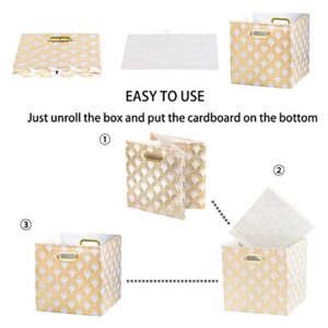 BAIST Cube Storage Organizer Foldable Storage Cubes Bins Fabric Storage Box 13 x 13 Cubby Storage Bins with Handles for Closet, Cloth, Food, Kids, Dog, Bathroom, Toy, Office, Shelf (4-Pack, Fan Gold)