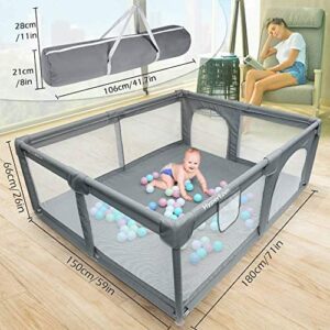 HyperEden Baby Playpen, Playpen for Babies and Toddlers, Extra Safe with Anti-Collision Foam Playpens for Babies, Indoor & Outdoor Playard for Kids Activity Center with Gate, Large Anti-Fall Playpen