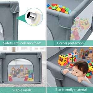 HyperEden Baby Playpen, Playpen for Babies and Toddlers, Extra Safe with Anti-Collision Foam Playpens for Babies, Indoor & Outdoor Playard for Kids Activity Center with Gate, Large Anti-Fall Playpen
