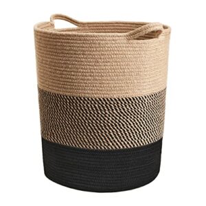 indressme large jute rope basket - tall laundry basket hamper for dirty clothes woven jute storage basket for blanket in living room toy basket for nursery storage, 17.8" x 15.8" x 13.8"