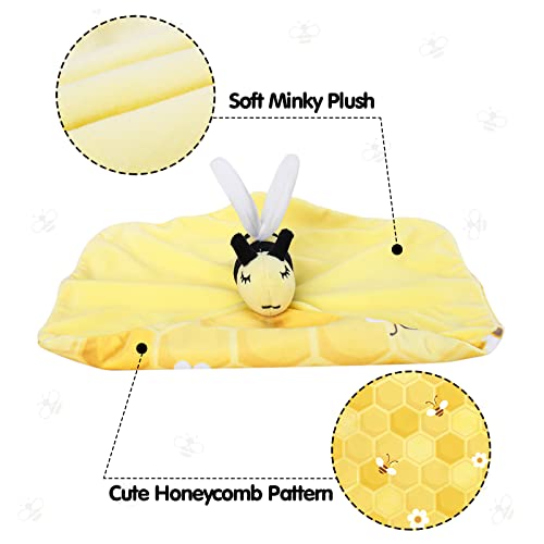 Baby Security Blanket Bee Baby Girl Lovey Plush Unisex Snuggle Lovie Blanket for Newborn Baby Toddlers Kids 14 inches