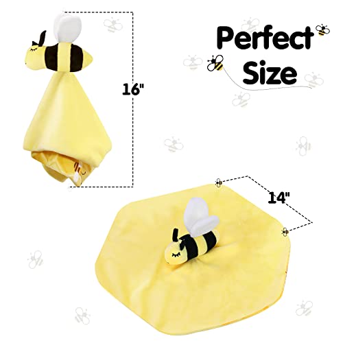 Baby Security Blanket Bee Baby Girl Lovey Plush Unisex Snuggle Lovie Blanket for Newborn Baby Toddlers Kids 14 inches