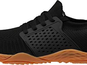 WHITIN Men's Trail Running Shoes Minimalist Barefoot 5 Five Fingers Wide Width Size 12 Low Zero Drop Male Parkour Road Sport Toe Box Gym Workout Fitness Breathable Beach Black Gum 45