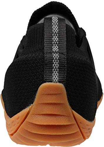 WHITIN Men's Trail Running Shoes Minimalist Barefoot 5 Five Fingers Wide Width Size 12 Low Zero Drop Male Parkour Road Sport Toe Box Gym Workout Fitness Breathable Beach Black Gum 45