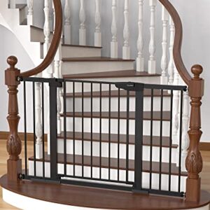 Mom's Choice Awards Winner-Cumbor 29.7"-51.5" Baby Gate Extra Wide, Easy Walk Thru Dog Gate for The House, Auto Close Safety Pet Gates for Stairs, Doorways, Child Gate Includes 4 Wall Cups, Black