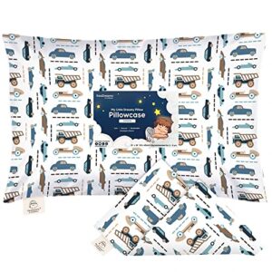 keababies toddler pillowcase for 13x18 pillow - organic toddler pillow case for boy, kids - 100% natural cotton pillowcase for miniature sleepy pillows - pillow sold separately (vroom)