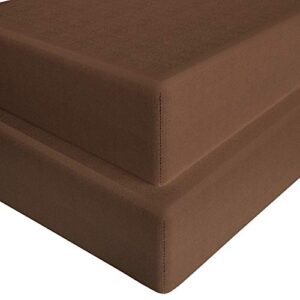 flxxie 2 pack microfiber fitted crib sheets, super soft and cozy toddler fitted sheets for standard crib and toddler mattresses, 28x52, brown