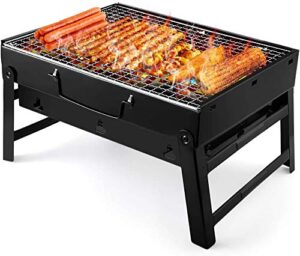 dakeus charcoal grill barbecue portable bbq - stainless steel folding grill tabletop outdoor smoker bbq for picnic garden terrace camping travel