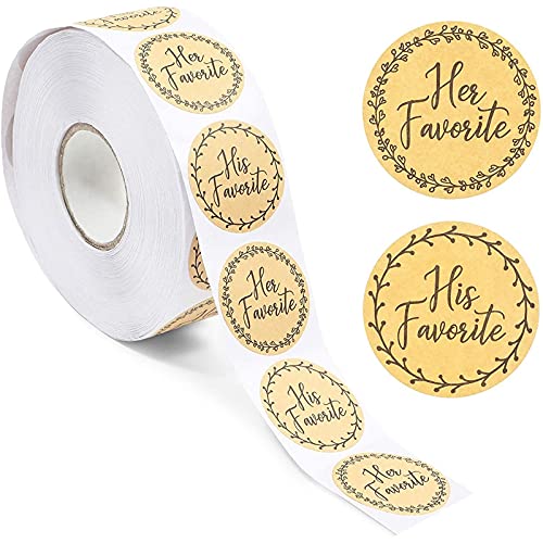 His Favorite Her Favorite Rustic Stickers for Weddings (1.5 in, 1000 Pieces)