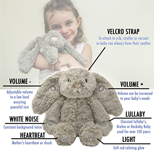 Gemma Joy Bedtime Bunny Baby Soother with Cry Activated Sensor, Plush Stuffed Animal for Newborn Infants, Calming Light, Lullaby Music, White Noise, Shhusher and Mother’s Heartbeat