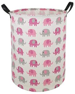 huayee 19.7 laundry hamper toys box storage bins canvas waterproof collapsible clothes organizer basket with handle freestanding large cute light weight for home kids baby room(elephant)