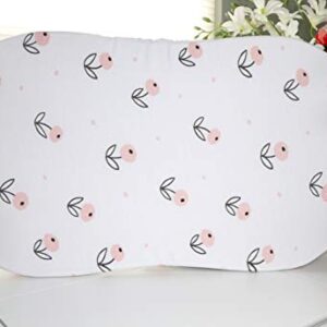 Bassinet Sheets for Baby Girl Set of 2 by Tansy Panda - Ultra Soft, Breathable, 100% Organic Cotton - Compatible with Halo, Hourglass, Rectangle Bassinet Mattress Pad - Pink and White Floral