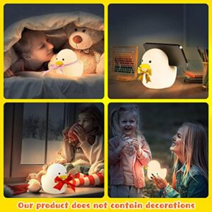 UNEEDE LED Benson Night Light, Cute Duck Animal Silicone Nursery Night Light Rechargeable Table Lamp Bedside Lamp with Touch Sensor for Baby Girls Women Bedrooms, Living Room