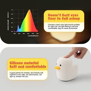 UNEEDE LED Benson Night Light, Cute Duck Animal Silicone Nursery Night Light Rechargeable Table Lamp Bedside Lamp with Touch Sensor for Baby Girls Women Bedrooms, Living Room