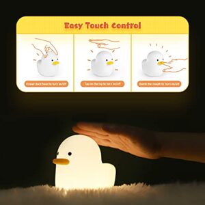 UNEEDE LED Benson Night Light, Cute Duck Animal Silicone Nursery Night Light Rechargeable Table Lamp Bedside Lamp with Touch Sensor for Baby Girls Women Bedrooms, Living Room