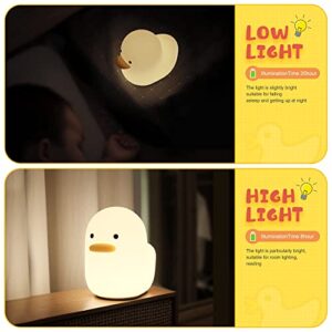 UNEEDE LED Benson Night Light, Cute Duck Animal Silicone Nursery Night Light Rechargeable Table Lamp Bedside Lamp with Touch Sensor for Baby Girls Women Bedrooms, Living Room