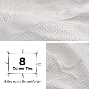 Bedsure Cotton Duvet Cover King - 100% Cotton Waffle Weave Coconut White Duvet Cover King Size, Soft and Breathable King Duvet Cover Set for All Season (King, 104"x90")