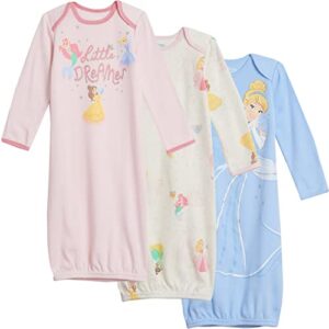 disney princess newborn baby girls 3 pack long sleeve swaddle sleeper gowns disney princesses 0-6 months