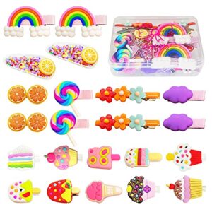 hair clips for girls, 22 pcs toddler hair clip candy hair accessories rainbow barrettes hair pins for kids girl children(box package)