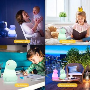 VSATEN Dinosaur Night Light for Kids, Cute Color Changing Silicone Baby Night Light with Touch Sensor, Portable Rechargeable LED Bedside Nursery Lamp for Toddler's Room, Dinosaur Gifts for Boys Girls