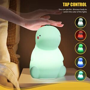 VSATEN Dinosaur Night Light for Kids, Cute Color Changing Silicone Baby Night Light with Touch Sensor, Portable Rechargeable LED Bedside Nursery Lamp for Toddler's Room, Dinosaur Gifts for Boys Girls