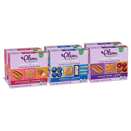 Plum Organics Sandwich Bars | Jammy Sammy | Variety Pack | 6 Count | Organic Snack for Kids, Toddlers | New Look, Packaging May Vary