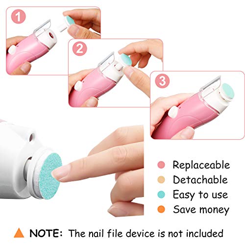 24 Pieces Baby Nail File Pads Nail Trimmer Replacement Pads Electric Baby Nail Grinding Heads for Standard Electric Kid Nail Trimmer Suits to Newborn Infant Toddler (Pink, Light Blue, Green, Orange)