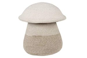 lorena canals basket mama mushroom in color natural, linen, soil brown for kids room, play area, nursery. handmade by artisans in cotton and non-toxic dyes. size: Ø 1' x 1' 2"