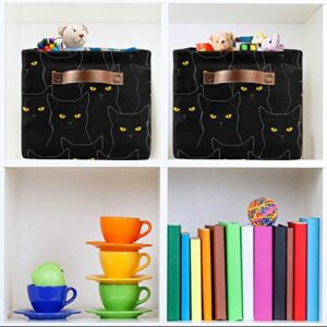 Rectangular Storage Bin Cute Black Cats Basket with Handles - Organizer Bin for Toys, Books, Laundry Basket for Kids/Pets, Playroom