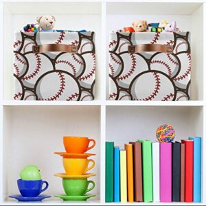 Rectangular Storage Bin Baseball Sport Basket with Handles - Nursery Storage, Laundry Hamper, Book Bag, Gift Baskets