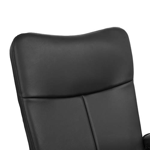 Leather Lounge Recliner Chair Swivel Leisure Seat w/Ottoman Footrest Stool Black