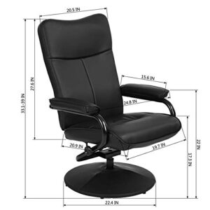 Leather Lounge Recliner Chair Swivel Leisure Seat w/Ottoman Footrest Stool Black