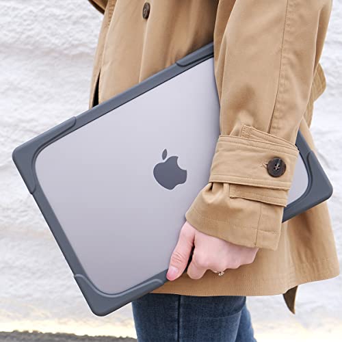 Batianda for MacBook Pro 13 inch Case 2022 2020 Release A2338 M2 M1 A2289 A2251, Heavy Duty Plastic Hard Shell Cover with Fold Kickstand Shockproof Function for New MacBook Pro 13-inch Touch Bar, Grey