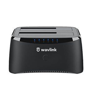 wavlink usb 3.0 to sata i/ii/iii dual bay external hard drive docking station for 2.5/3.5 inch ssd hdd, hard drive duplicator (up to 2 x 16tb), support offline clone function, otg function