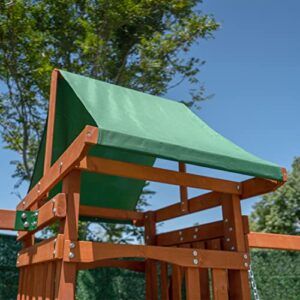 Sportspower Amazon Exclusive Sherwood Wood Swing Set with 3 Swings, Slide, and Covered Deck, Natural/Green