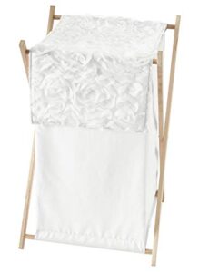 sweet jojo designs white floral rose baby kid clothes laundry hamper - solid flower luxurious elegant princess vintage boho shabby chic luxury glam high end roses