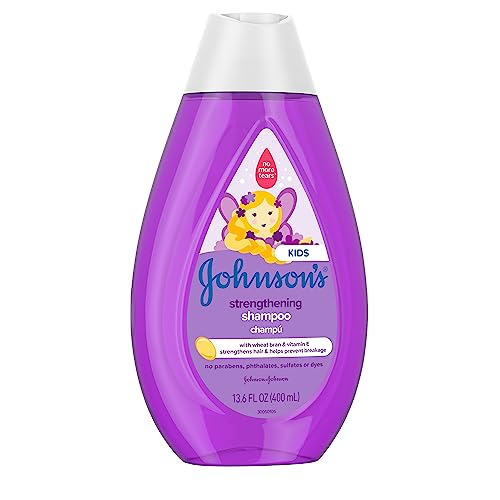 Johnson's Strengthening Tear-Free Kids' Shampoo with Vitamin E Strengthens & Helps Prevent Breakage, Paraben-, Sulfate- & Dye-Free, Hypoallergenic & Gentle for Toddler's Hair, 13.6 fl. o