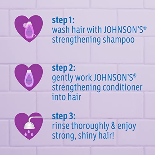 Johnson's Strengthening Tear-Free Kids' Shampoo with Vitamin E Strengthens & Helps Prevent Breakage, Paraben-, Sulfate- & Dye-Free, Hypoallergenic & Gentle for Toddler's Hair, 13.6 fl. o