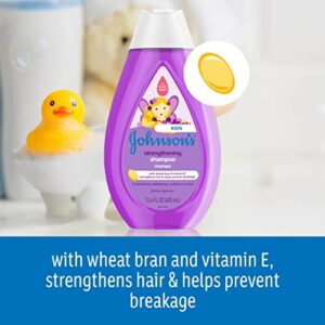 Johnson's Strengthening Tear-Free Kids' Shampoo with Vitamin E Strengthens & Helps Prevent Breakage, Paraben-, Sulfate- & Dye-Free, Hypoallergenic & Gentle for Toddler's Hair, 13.6 fl. o