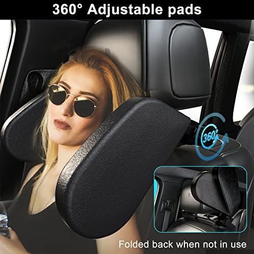 Heapany Car Headrest Pillow, Roadpal Adjustable Sleeping Headrest for Car Seat, Head Neck Support Rest Pillows for Kids Adults Travel-Black