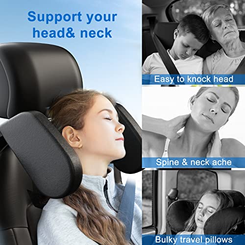 Heapany Car Headrest Pillow, Roadpal Adjustable Sleeping Headrest for Car Seat, Head Neck Support Rest Pillows for Kids Adults Travel-Black