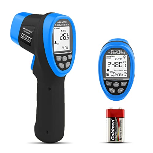 HOLDPEAK HP-985B Infrared Thermometer Non-Contact, -58℉~2480℉ (-50℃～1360℃), Dual Laser Digital IR Thermometer Gun with Adjustable Emissivity for Forge Melting Furnace Kilns Industry 【NOT for Human】