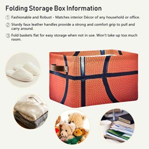 AUUXVA Basketball Football Storage Basket Bins Large Fabric Toys Storage Cube Box with Handles Collapsible Closet Shelf Cloth Organizer Basket Decorative for Shelves Kids Nursery Bedroom Bathroom