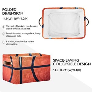 Sport Ball Basketball Storage Basket Bin Large Fabric Toys Storage Cube Box with Handles Collapsible Closet Shelf Cloth Organizer Basket Set of 2 for Nursery Bedroom