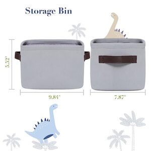 MY LITTLE ZONE Dinosaur Storage Cube - Canvas Nursery Storage Bins for Toddlers, Kids and Children (Blue Grey) 2 Pack