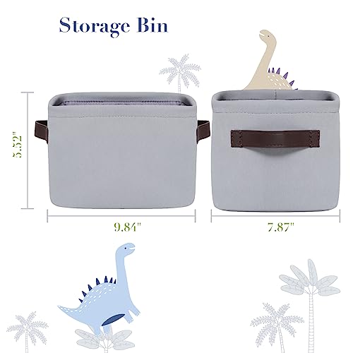 MY LITTLE ZONE Dinosaur Storage Cube - Canvas Nursery Storage Bins for Toddlers, Kids and Children (Blue Grey) 2 Pack