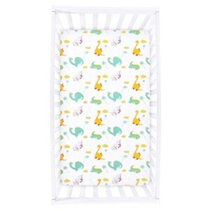 Dinosaur Crib Sheet for Boys Girls, Baby Crib Sheet Fit for Standard Crib and Toddler Mattress, Soft and Breathable Microfiber Crib Fitted Sheet for Unisex Baby